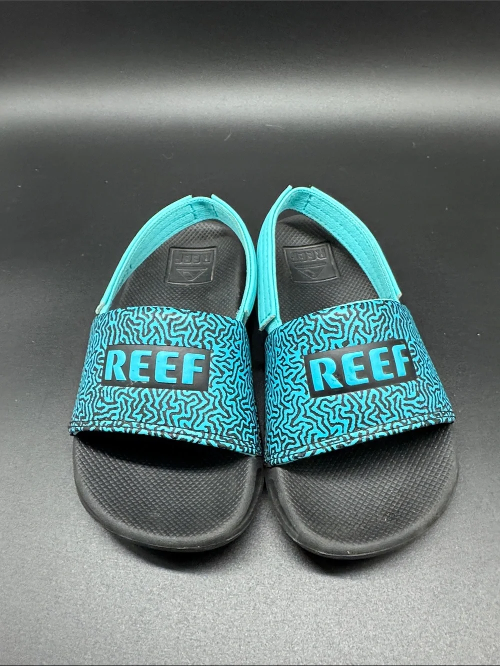 Reef Teal and Black Toddler One Slide Sandals Sz 10